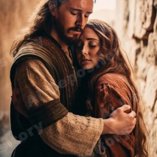 Jesus hugging Mary Magdalene