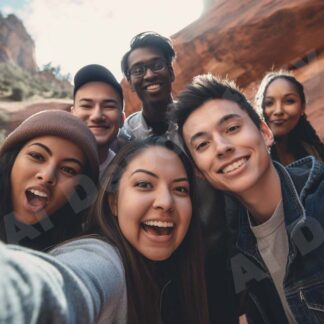 Friends taking selfie in nature