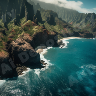 Aerial shot of hawaii coast