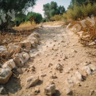 close up of a foot path near jerusalem, dirt, low angle