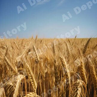 A field of wheat under a blue sky