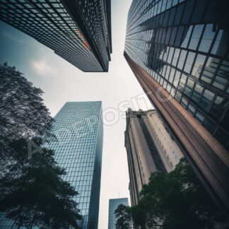 Street view looking up at skyscrapers