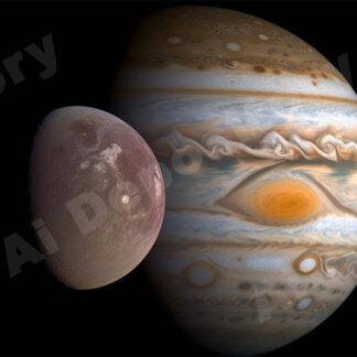 Jupiter in space with moon