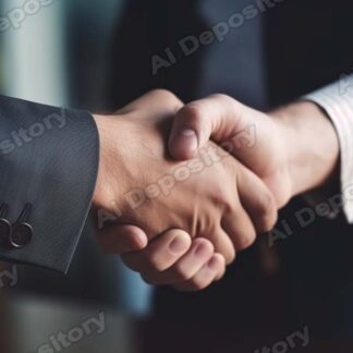 Two businessmen join hands after reaching a business agreement