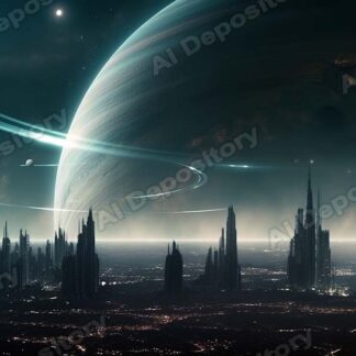 Sci-fi city in space