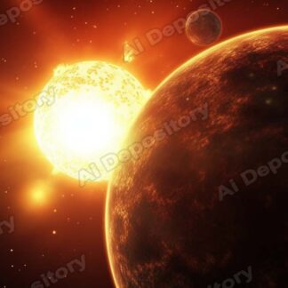 Sun in outer space with planet