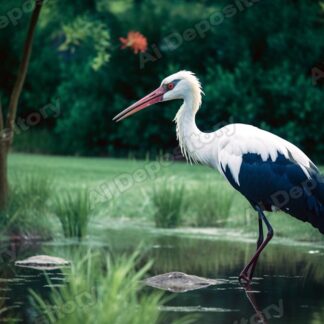 White stork bird in nature