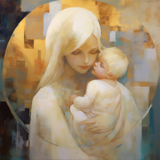 Motherhood divine role abstract painting