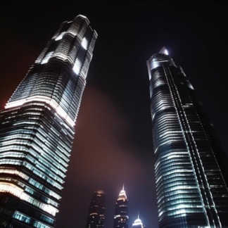 Skyscrapers street view at night