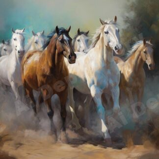 Wild horses traditional painting