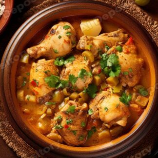 Bowl of cazuela de pollo Chilean dish