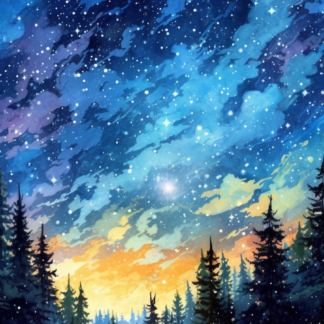 Night sky watercolor painting