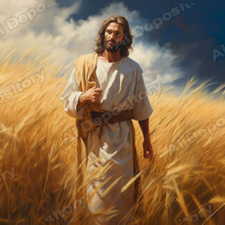 Jesus Christ in a wheat field painting