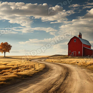 A red barn in the country